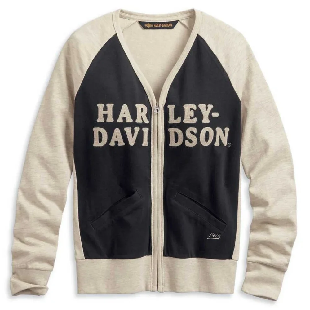Harley-Davidson - Women's Chain Stitch Colorblocked Cardigan (Size: S) - Picture 1 of 7